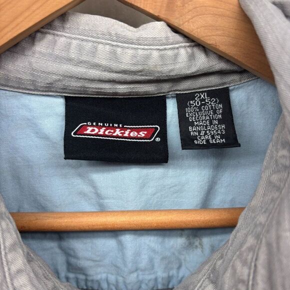 Genuine Dickies Mens Short Sleeve Button-Down Shirt 2XL Gray Textured EUC - Picture 2 of 4